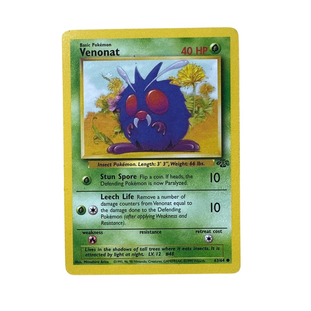 Venonat Pokemon Card Jungle Set 63/64 Nintendo WOTC‎ Collectible TCG MP/LP